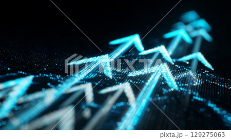 デジタル粒子の青い矢印の成長イメージ 129275063