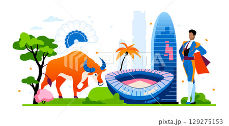 Travel to Spain - colorful flat design style illustration Travel to Spain - colorful flat design style illustration 129275153