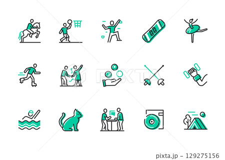 Hobbies and leisure - set of line design style icons 129275156
