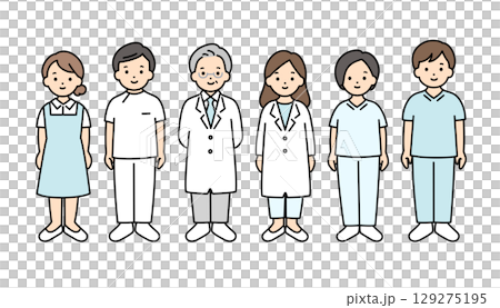 Medical workers and welfare people set, whole body 129275195