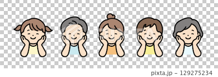 Illustration material of children resting their chins on their hands 129275234