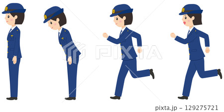警察官女性横向き全身その1 129275721
