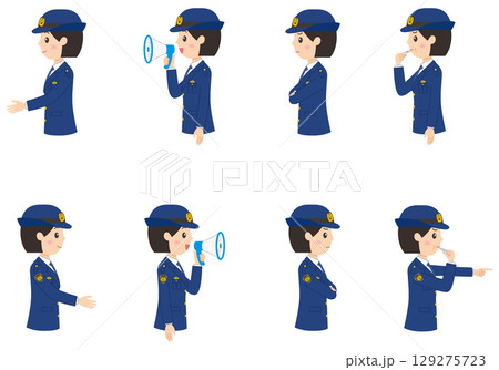 警察官女性横向き上半身その2 129275723