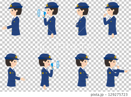 警察官女性横向き上半身その2 129275723