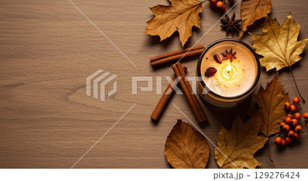 Spicy candle for cozy autumn ritual. A spiritual ritual for warm equinox 129276424