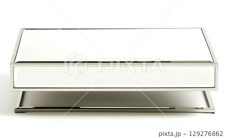 White coffee table with a silver frame 129276862