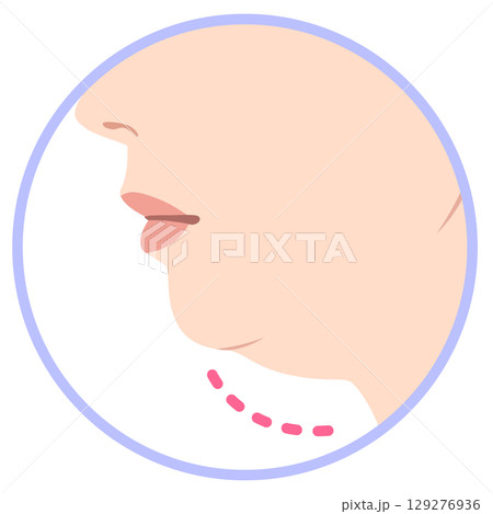 二重あご 女性の横顔 たるんだ顎 二重あご 女性の横顔 たるんだ顎 129276936