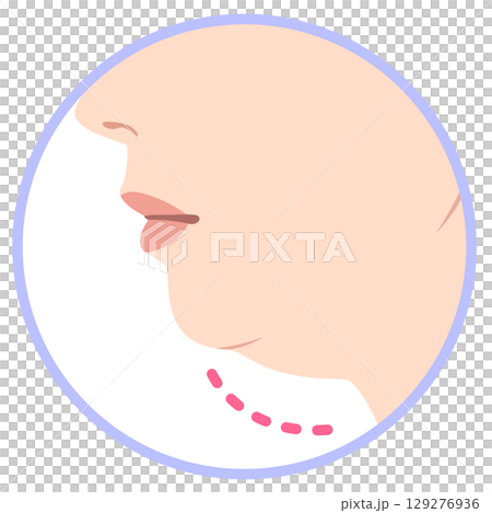 二重あご 女性の横顔 たるんだ顎 二重あご 女性の横顔 たるんだ顎 129276936