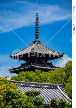 【京都風景】仁和寺　池泉越しの五重塔と気品ある庭 129277015
