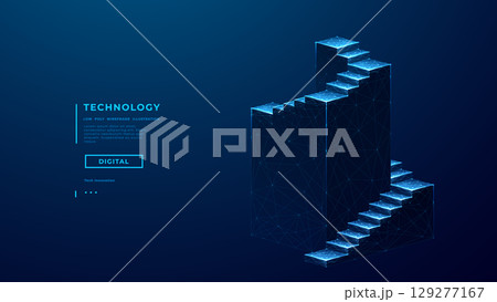 Abstract flight of stairs.Career boosting concept. Digital stairway Abstract flight of stairs.Career boosting concept. Digital stairway 129277167