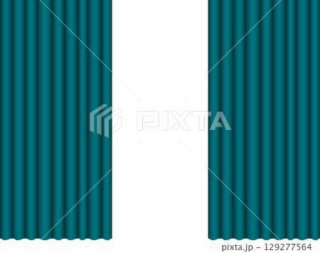 カーテン、m16青緑、半開 129277564