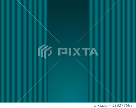 カーテン、m16青緑、半開B 129277565