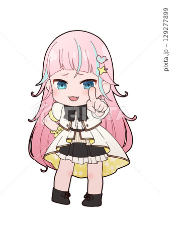 ピンクロングヘアのアイドル衣装ミニキャラ ピンクロングヘアのアイドル衣装ミニキャラ 129277899