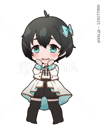 臆病そうな女の子アイドル衣装ミニキャラ 129277900
