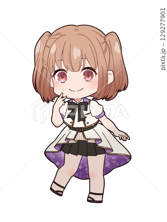 ハーフツインテールのアイドル衣装ミニキャラ 129277901