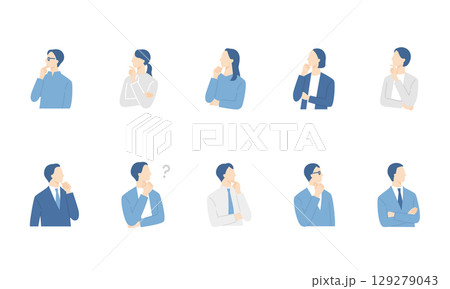 考える、困るビジネスパーソンのセット 129279043