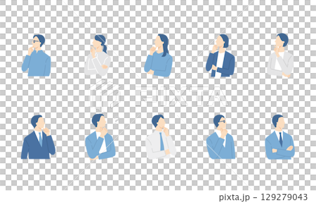 A set of thinking, troubled business people 129279043