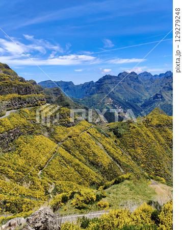 beautiful mountain landscape on the island of Madeira in Portugal 129279248
