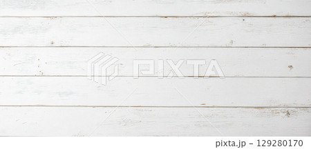 Rustic white wooden background with old peeling paint texture, vintage shabby chic wood surface perfect for design projects 129280170
