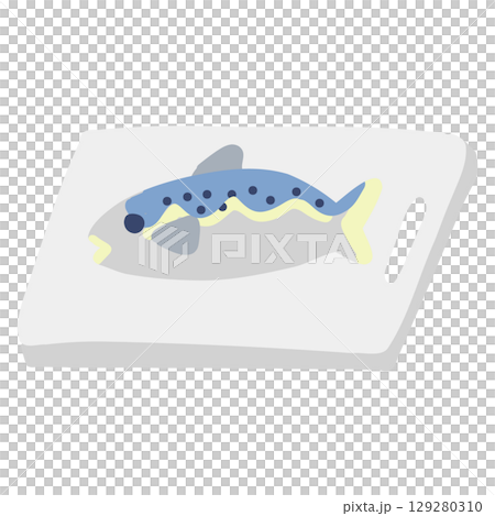 手書きの「まな板,魚」 129280310