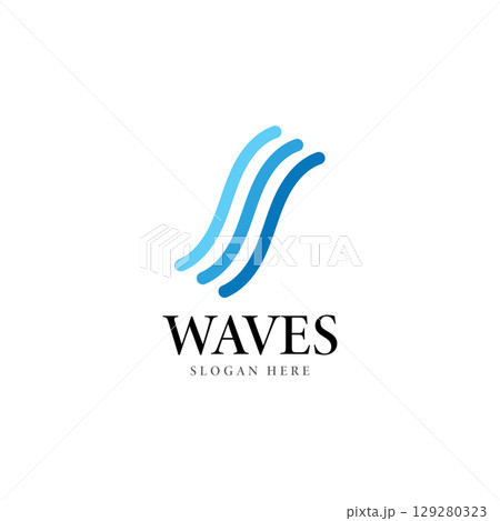 wave logo vector template illustration icon 129280323