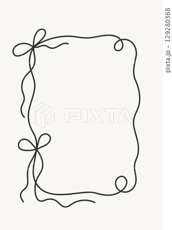Elegant ribbon frame outline. Minimalist hand drawn frame with bows and swirls. Elegant ribbon frame outline. Minimalist hand drawn frame with bows and swirls. 129280368