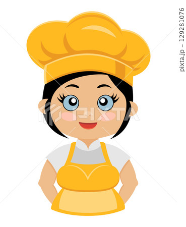 girl cook chef preparing dishes and food in the kitchen vector illustration 129281076