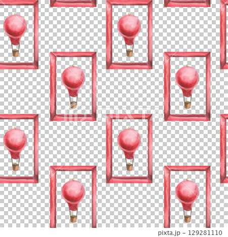 Red vintage balloons in frame,geometric Christmas festive seamless pattern for packing design. Watercolor hand drawn flying balls in New year and winter season repeated background for packing design Red vintage balloons in frame,geometric Christmas festive seamless pattern for packing design. Watercolor hand drawn flying balls in New year and winter season repeated background for packing design 129281110