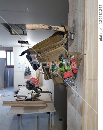 high voltage post over a building high voltage post over a building 129281247