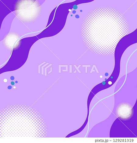 波打つポップな背景素材 抽象的な幾何学模様 ウェーブ 水面 紫 129281319