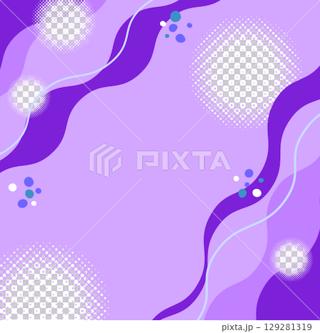 波打つポップな背景素材 抽象的な幾何学模様 ウェーブ 水面 紫 129281319