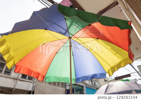 Colorful Umbrella in Urban Street Market 129281534