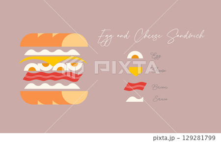 Sandwich egg and cheese beige Sandwich egg and cheese beige 129281799