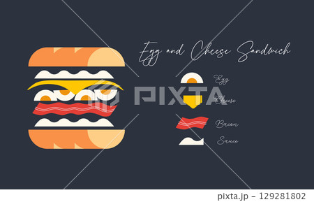 Sandwich egg and cheese dark Sandwich egg and cheese dark 129281802