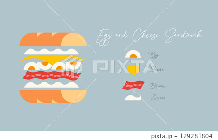 Sandwich egg and cheese light blue Sandwich egg and cheese light blue 129281804