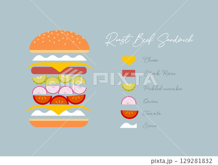 Sandwich roast beef light blue 129281832