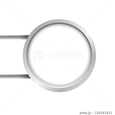 Realistic round metal lightbox signage mockup with white background. Perfect for showcasing logo designs for cafes, restaurants, stores, or outdoor branding presentations. Realistic round metal lightbox signage mockup with white background. Perfect for showcasing logo designs for cafes, restaurants, stores, or outdoor branding presentations. 129281911