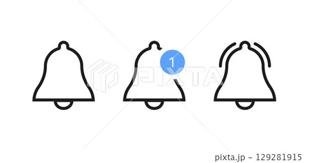 Vector icon of a notification bell or incoming inbox message, representing alerts, new messages, or app notifications. Suitable for interface designs, UX elements, or communication visuals. 129281915