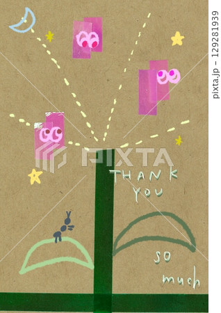 ゆるい手描きのサンクスカード 129281939