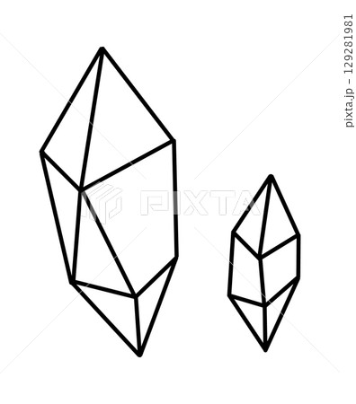Doodle jewel. Vector icon of diamond shape isolated on a white. Hand drawn line illustration 129281981