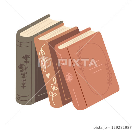 Vintage Book Set with Cozy Aesthetic for Stationery, Bookstore Logos, Posters, Stickers, and Educational Designs. Vector illustration Vintage Book Set with Cozy Aesthetic for Stationery, Bookstore Logos, Posters, Stickers, and Educational Designs. Vector illustration 129281987