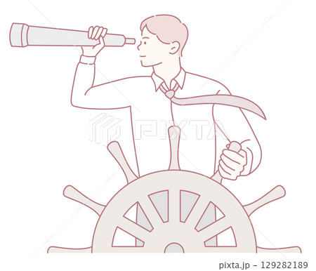 The Navigator at the Helm with Telescope A Powerful Symbol of Effective Leadership in Action The Navigator at the Helm with Telescope A Powerful Symbol of Effective Leadership in Action 129282189