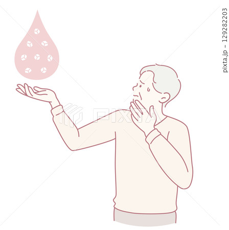 A Man Deep in Contemplation About a Creative Idea, Symbolized by a Single Droplet of Water A Man Deep in Contemplation About a Creative Idea, Symbolized by a Single Droplet of Water 129282203