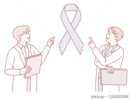Healthcare Professionals Engaging in Discussions About Cancer Awareness and Ribbons Campaign Healthcare Professionals Engaging in Discussions About Cancer Awareness and Ribbons Campaign 129282208