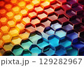 abstract gradient background honeycomb pattern, colorful 129282967