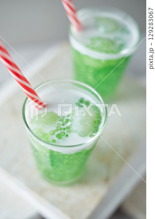 Sago and longan pudding in glass cup 129283067