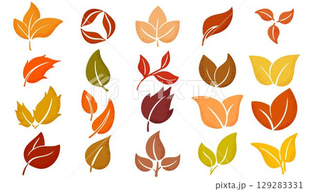 Autumn texture leaves set vector graphic Autumn texture leaves set vector graphic 129283331