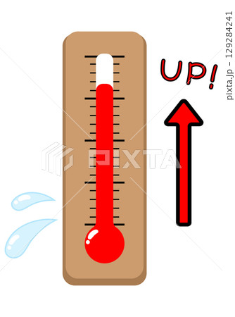 気温がドンドン上がる温度計(茶色)のシンプルなイラスト 気温がドンドン上がる温度計(茶色)のシンプルなイラスト 129284241