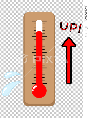 気温がドンドン上がる温度計(茶色)のシンプルなイラスト 気温がドンドン上がる温度計(茶色)のシンプルなイラスト 129284241