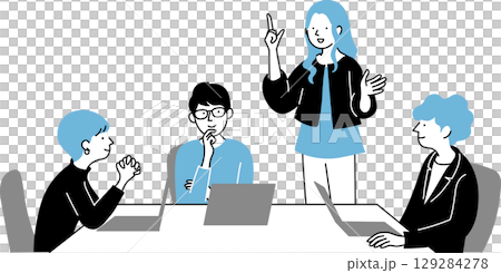 男男女女開會時打開筆記型電腦 129284278